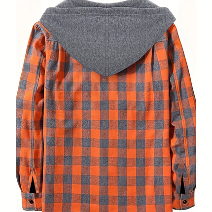 Men's Casual Plaid Hoodie #25701038 - | Black / S
