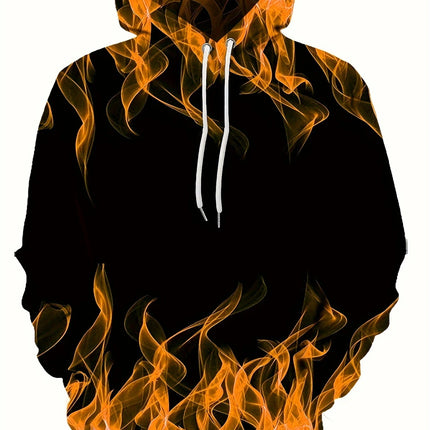 Men's Flame Print Hoodie #25703041 - | Orange / S