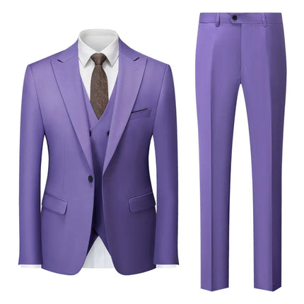 Men's 3 Piece Classic Suit #S8581 - Suits | Purple / XS