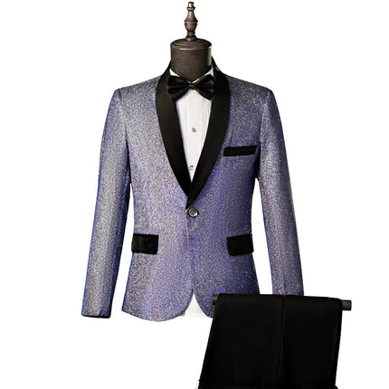 Men's Shimmering Blue Suit  #S8571