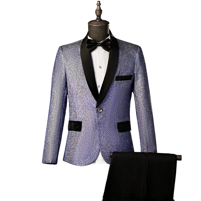 Men's Shimmering Blue Suit  #S8571
