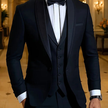 Men's 3pcs suit #311 - | Black / XXS