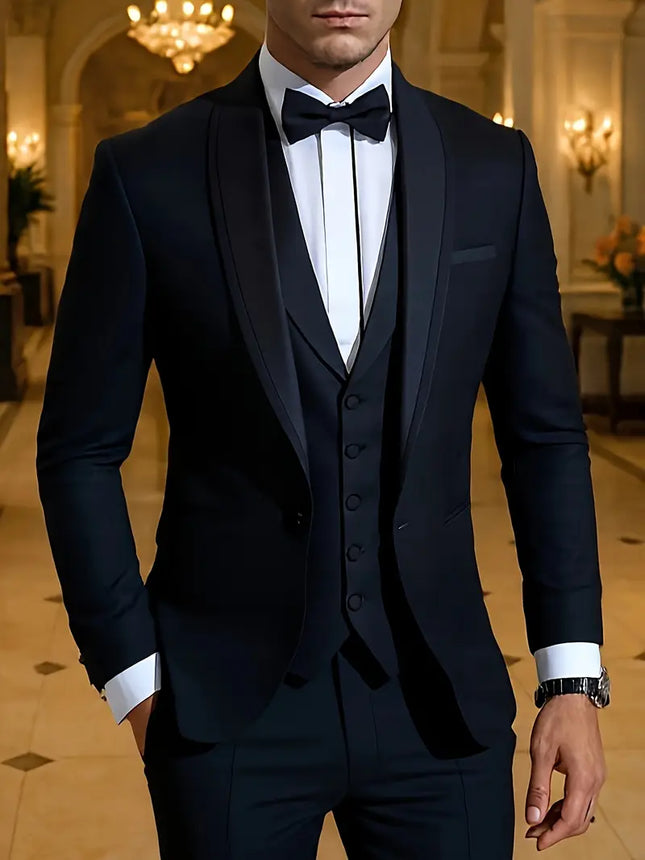 Men's 3pcs suit #311 - | Black / XXS