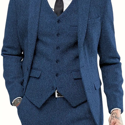 Men's 3pcs Suit #305 - | Blue / XXS