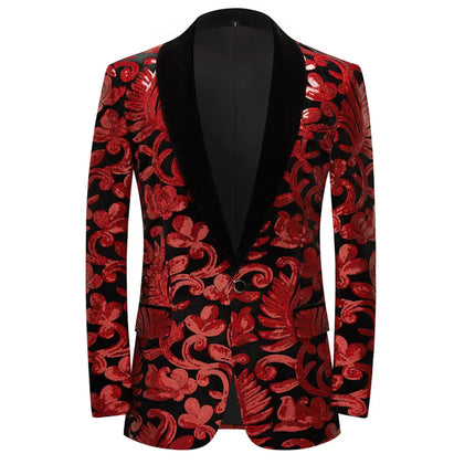 Men's Multicolor Velvet Sequins Tuxedo  #S8053