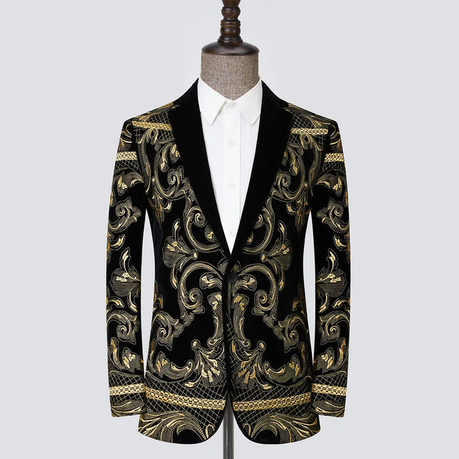 Men's Velvet Embroidered Blazer  #S8105