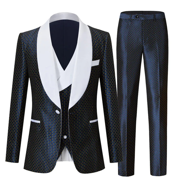 Men's Blue Dots Suit  #M8012