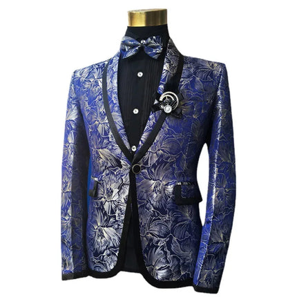 Men's Blue Floral Tuxedo Set  #S8027
