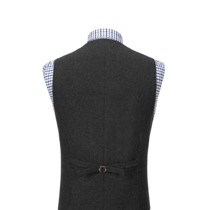 Men's Retro Tweed Suit Vest #800 - | Black / XS
