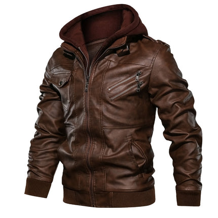 Men's Hooded Motorcycle Jacket #25061246 - | Dark Gray / S