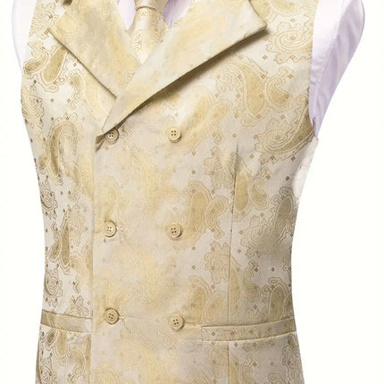 Men's Vest Tie Handkerchief Set #25061020 - Vests | Light Yellow / S