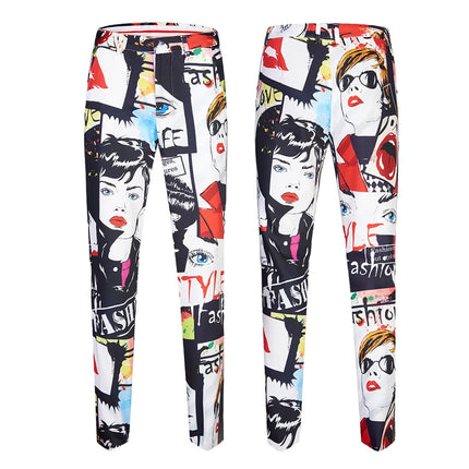 Men's Comic Stitching Suit #M8006 - Suits | Multicolour / XS