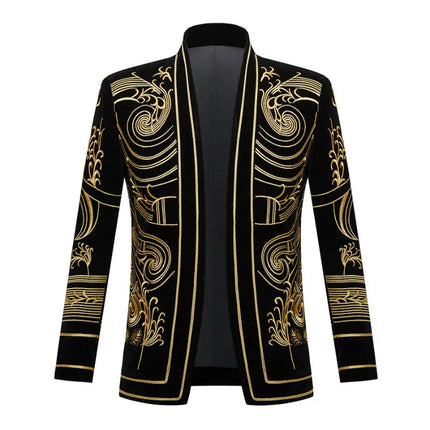 Men's Gold Embroidery Tuxedo #S8031 - Blazers | Golden / S