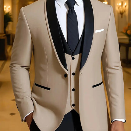 Men's 3pcs suit #311 - | Beige / XXS