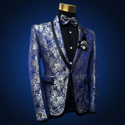 Men's Blue Floral Tuxedo Set  #S8027