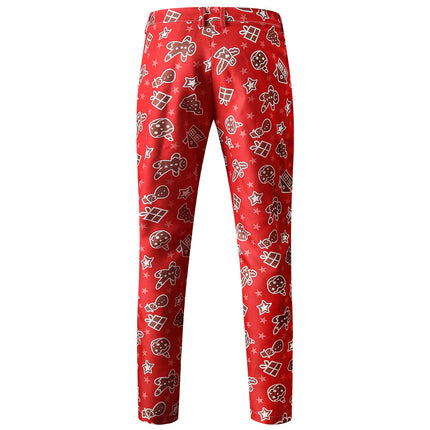 Men's Stylish Christmas Print Pants #XK51 - Pants | Burgundy / M