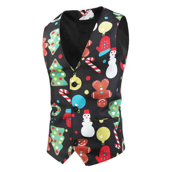Men's Christmas Colorful Print Vest #MJ032