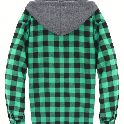 Men's Casual Plaid Hoodie #25701038 - | Black / S