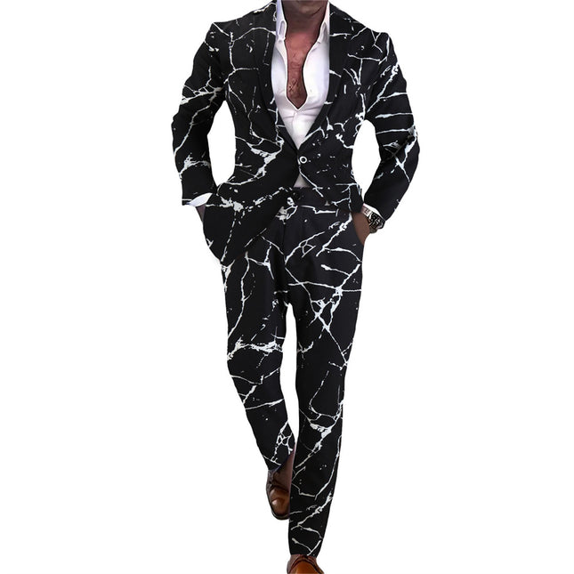 Men's Print Suit #2TZ2502 - Suits | Black / M