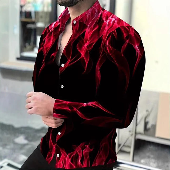 Men's Fashion Flame Shirt #25624007 - | Red / S
