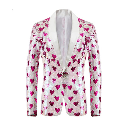 Men's Valentine's Love Sequins Blazer #S8103 - Blazers | Multicolour / XS