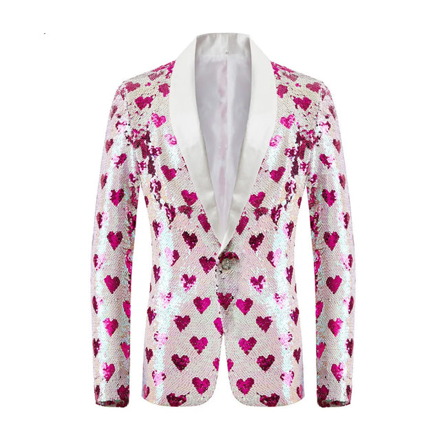 Men's Valentine's Love Sequins Blazer #S8103 - Blazers | Multicolour / XS