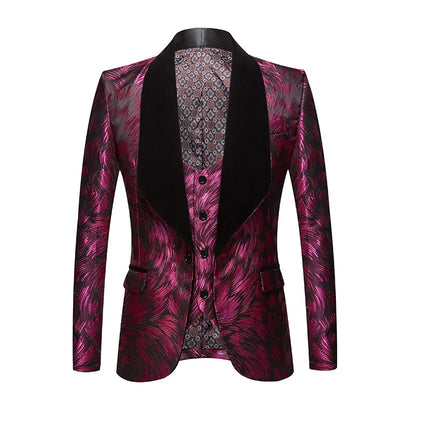 Men's Multicolor Textured 3-Piece Suit  #S8504-3
