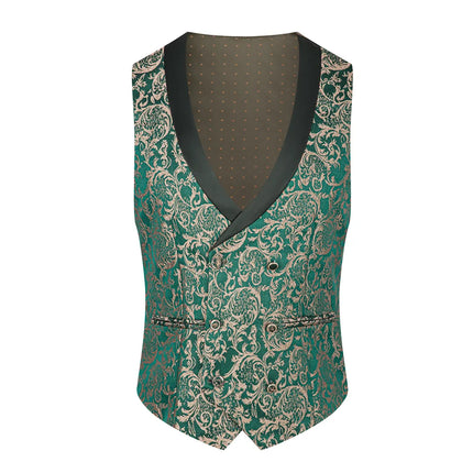 Men's 3 Piece Luxurious Jacquard Suit #S8586 - Suits | Green / XS