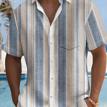 Men's Casual Striped Shirt #25060917 - | Color1 / XL
