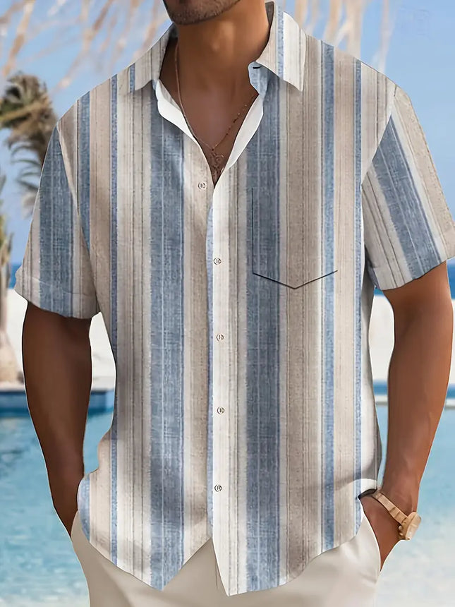 Men's Casual Striped Shirt #25060917 - | Color1 / XL