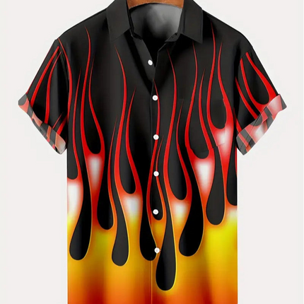 Men's Flame Print Shirt #25060916 - | Multicolour / L