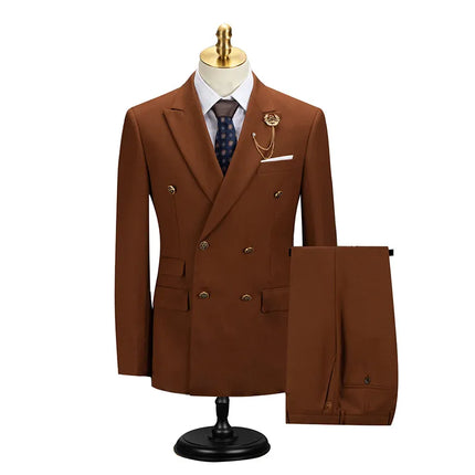 Men's 2 Piece Solid Color Classic Suit #S8579 - Suits | Beige / XS