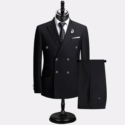 Men's 2 Piece Solid Color Classic Suit #S8579 - Suits | Black / XS