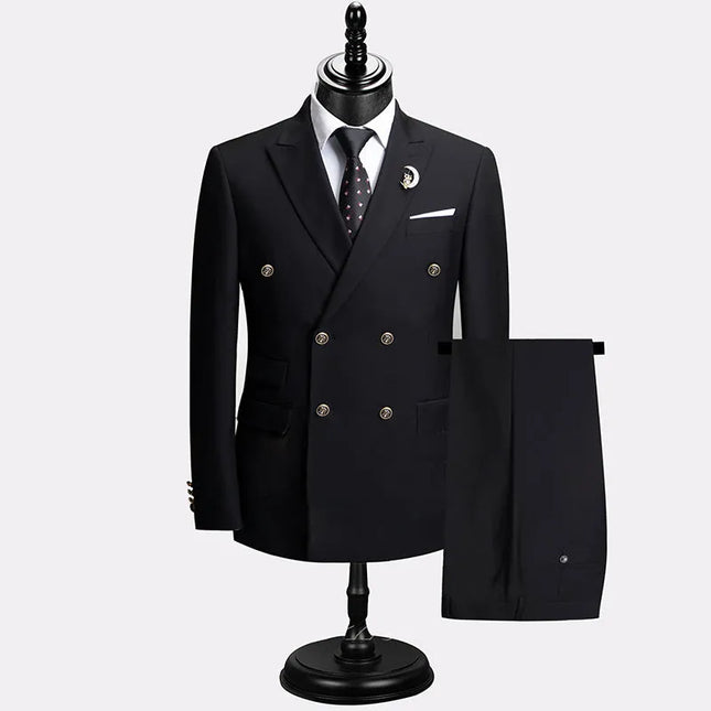 Men's 2 Piece Solid Color Classic Suit #S8579 - Suits | Black / XS