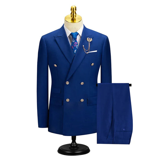 Men's 2 Piece Solid Color Classic Suit #S8579 - Suits | Royal Blue / XS