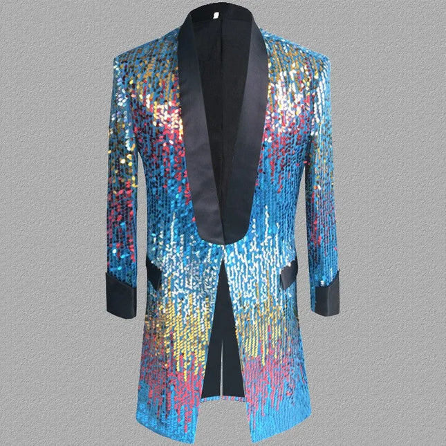 Men's Sequins Tuxedo Party Overcoat  #S7019