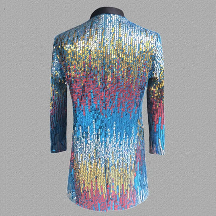 Men's Sequins Tuxedo Party Overcoat  #S7019