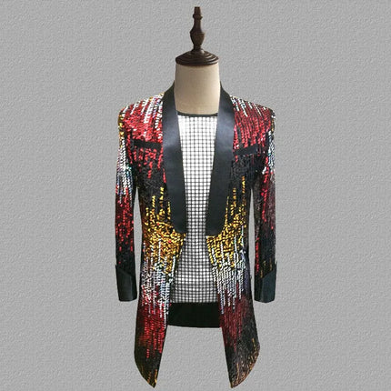 Men's Sequins Tuxedo Party Overcoat  #S7019