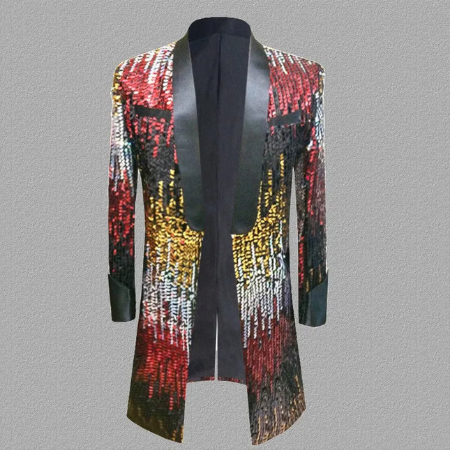 Men's Sequins Tuxedo Party Overcoat  #S7019