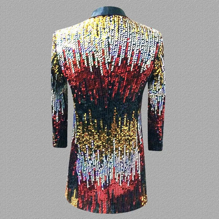 Men's Sequins Tuxedo Party Overcoat  #S7019