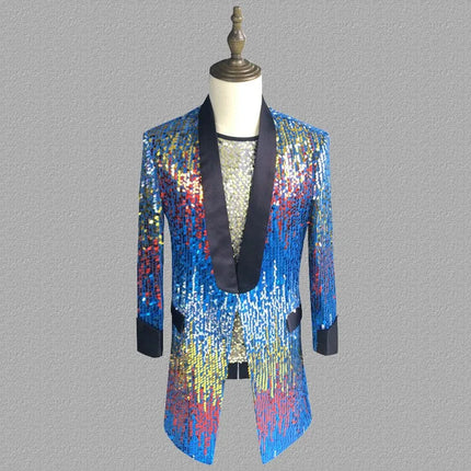 Men's Sequins Tuxedo Party Overcoat  #S7019