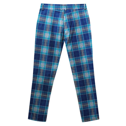 Men's Retro Plaid Pants #XK6029 - Pants | Blue / S