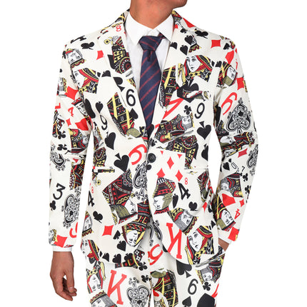 Men's Vintage Playing Card Print Suit Set – King & Queen Edition - Suits | Multicolour / M