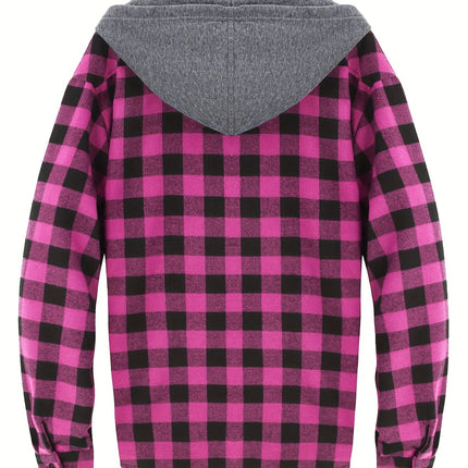 Men's Casual Plaid Hoodie #25701038 - | Black / S