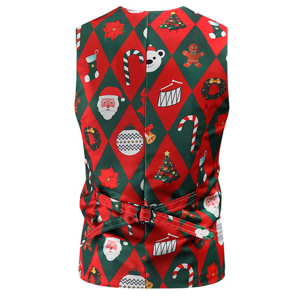 Men's Christmas Print Vest #MJ47 - Vests | Multicolour / M