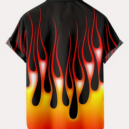 Men's Flame Print Shirt #25060916 - | Multicolour / L