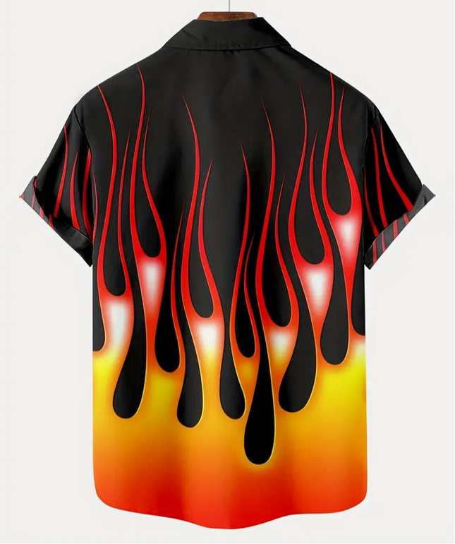 Men's Flame Print Shirt #25060916 - | Multicolour / L