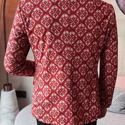 Men's Geometric Pattern Blazer #25626021 - Blazers | Red / S