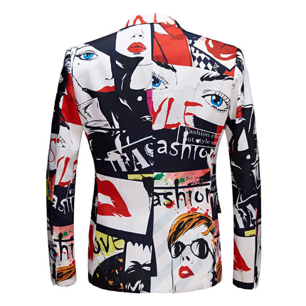 Men's Comic Stitching Suit #M8006 - Suits | Multicolour / XS