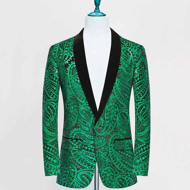 Men's Green Sequin Blazer  #S8236